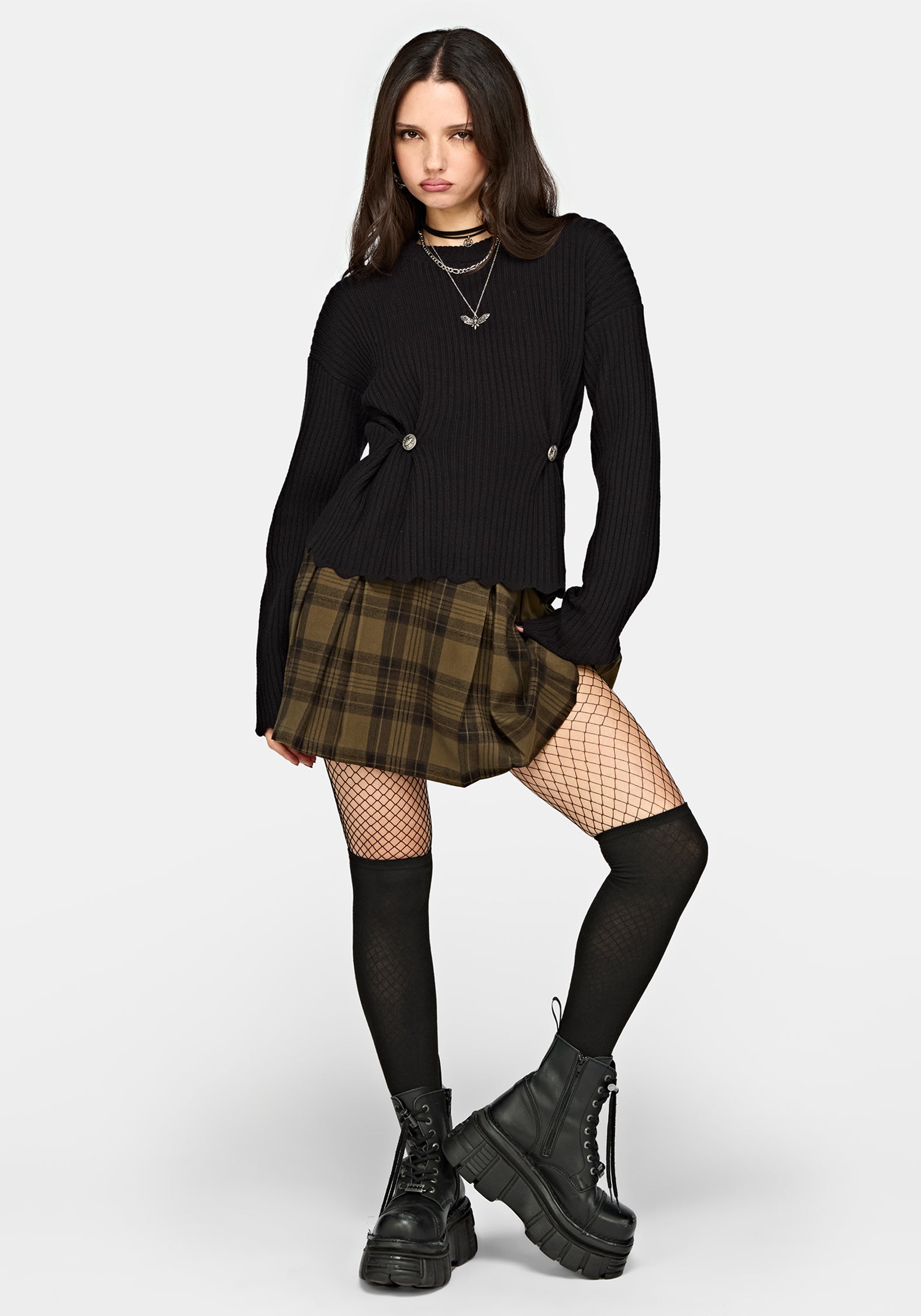 Cove Ribbed Button Waist Knit Sweater