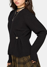 Cove Ribbed Button Waist Knit Sweater