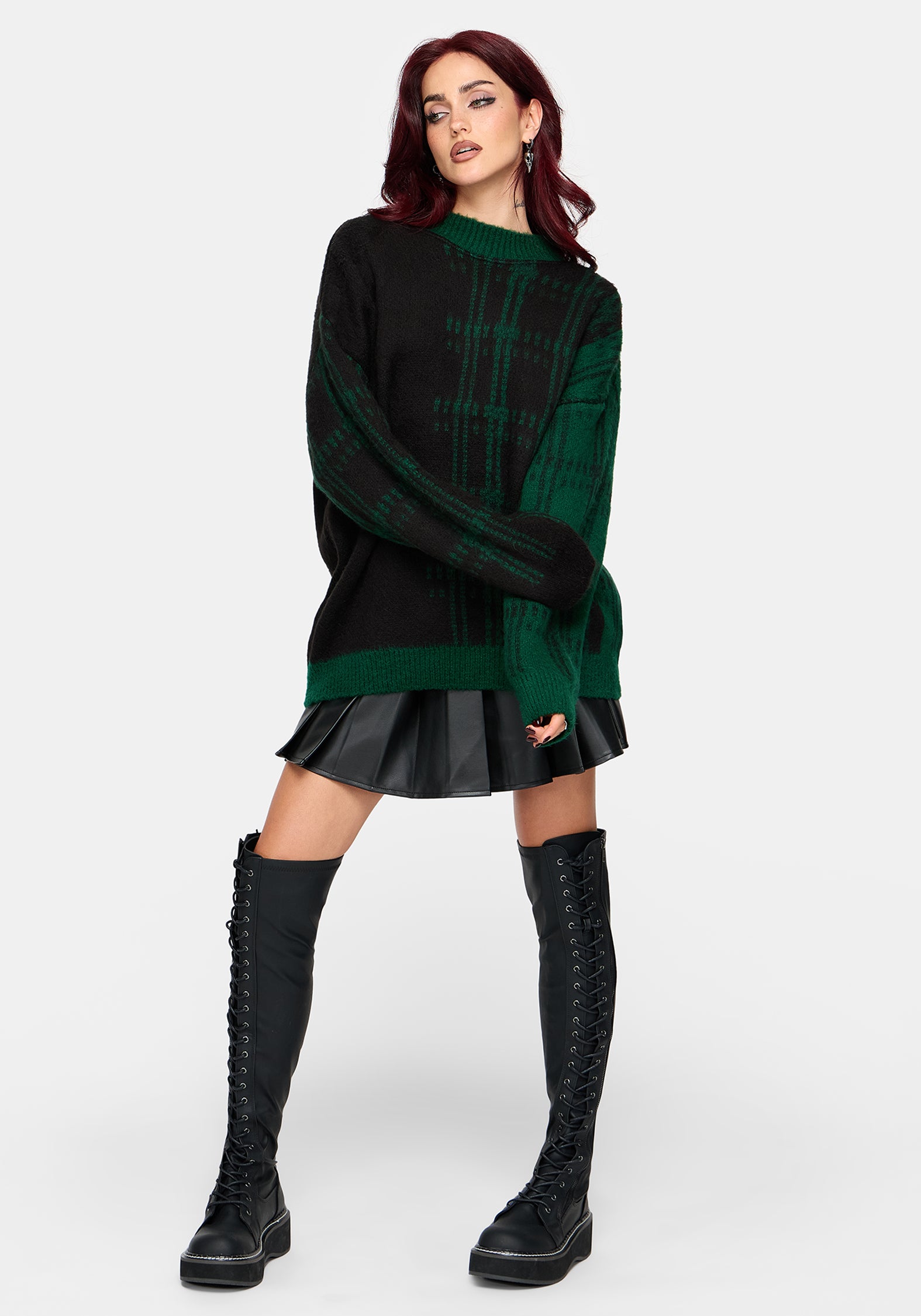 Checkmate Check Fluffy Knit Sweater
