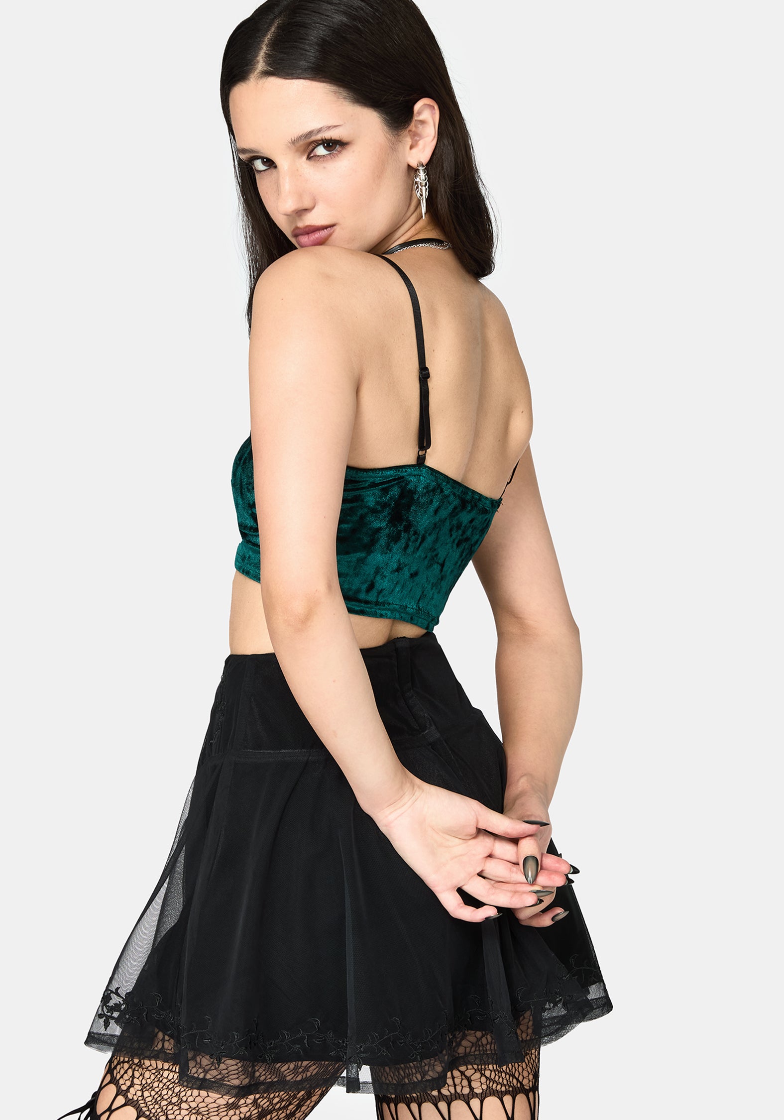 Ami Velour Ruched Bralet - Green