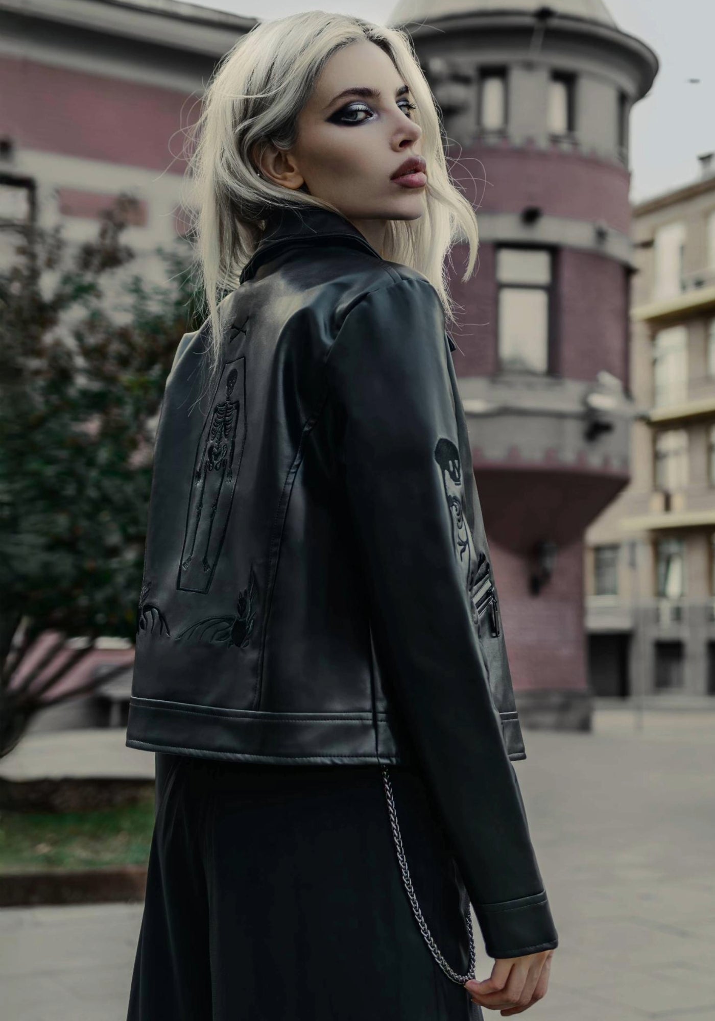 Mori Embroidered Faux Leather Jacket | Disturbia - Shop Women's Gothic, Alternative & Dark Romantic Fashion, Accessories & Homeware Mori Embroidered Faux Leather Jacket | Disturbia - Shop Women's Gothic, Alternative & Dark Romantic Fashion, Accessories & Homeware