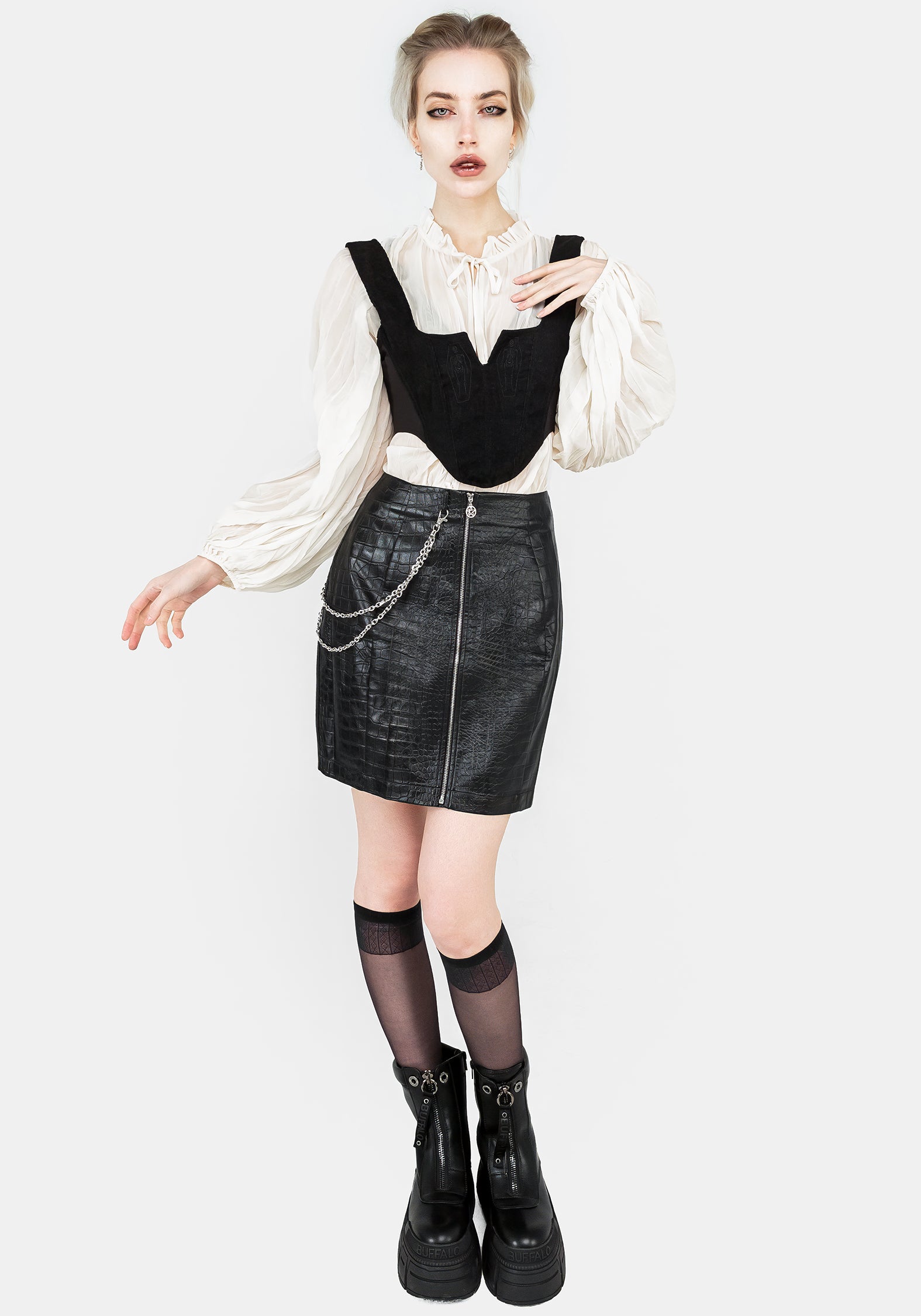 Sabotage Silk Draped Blouse Midnight Wisteria