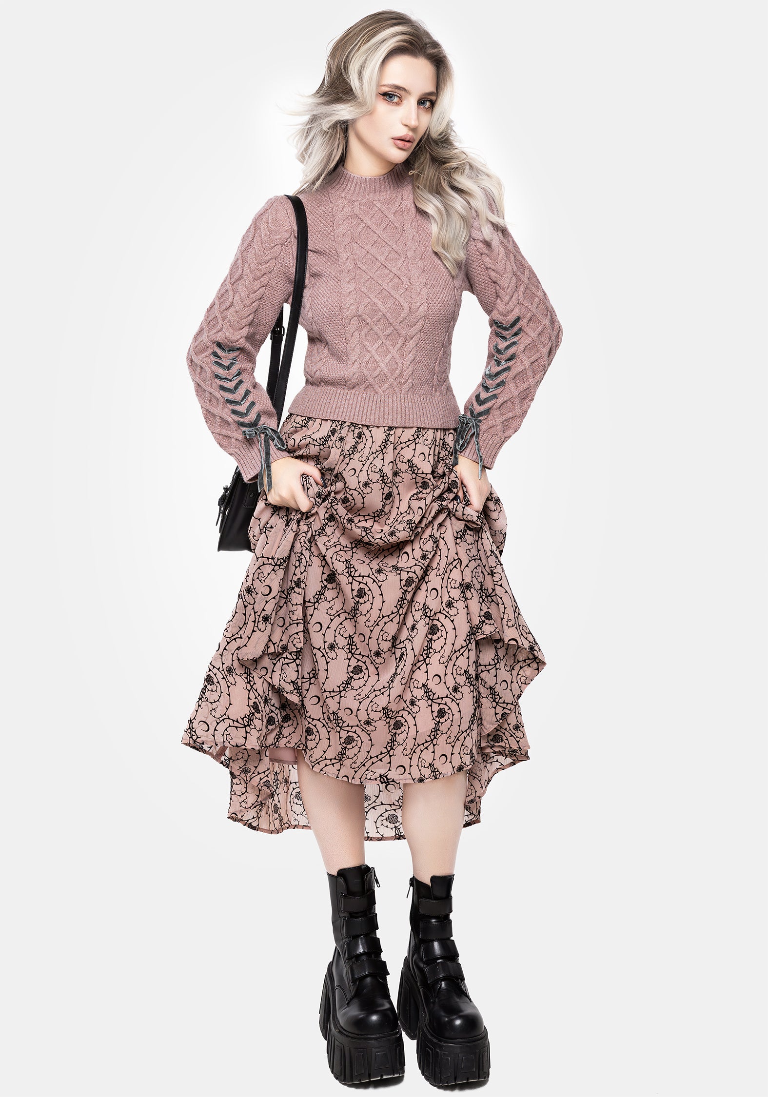 Marina Cable Knit Ribbon Lace Sweater | Disturbia - Shop Women's