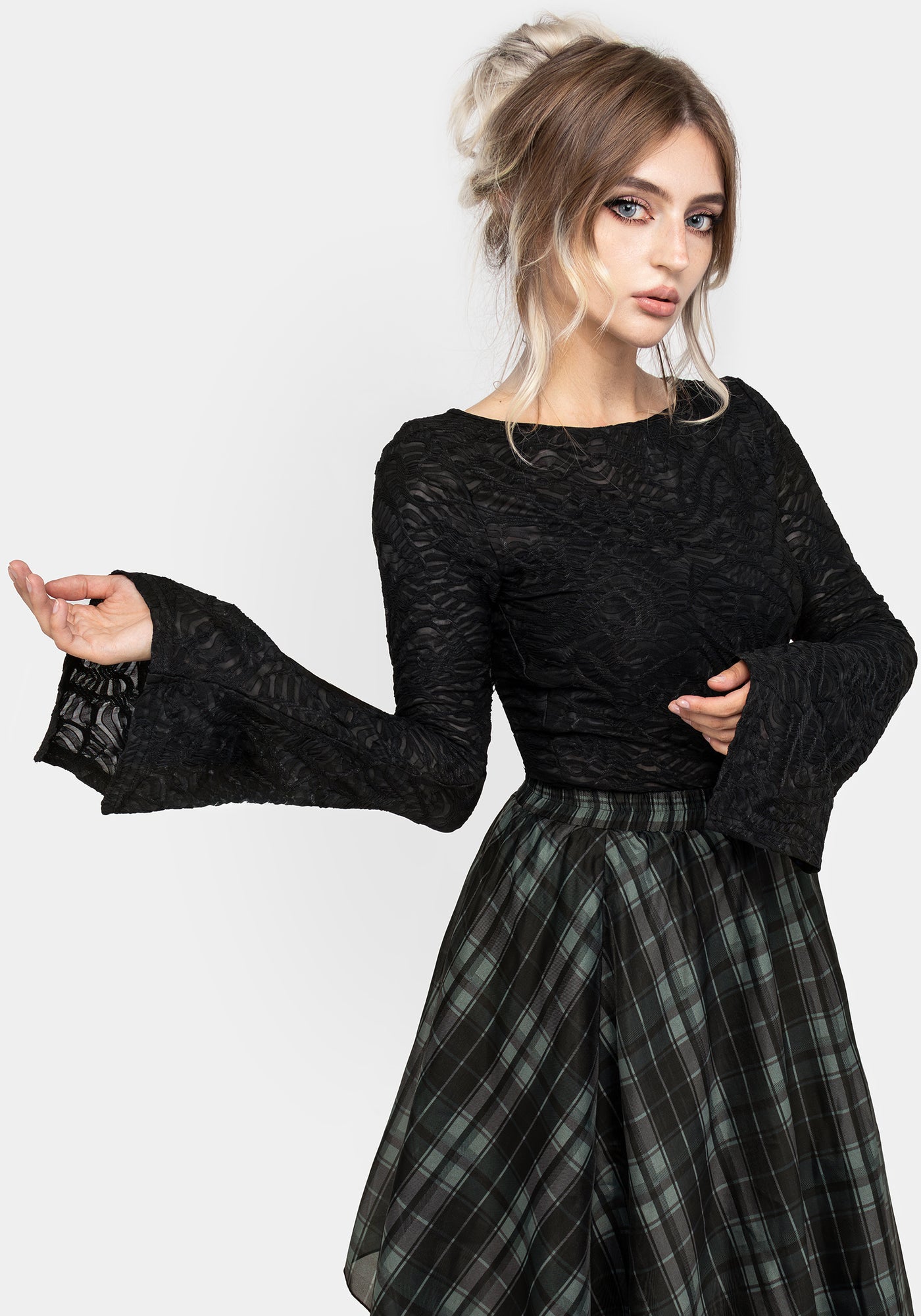 reinette black midi dress Reinette Flute Sleeve Top | Disturbia