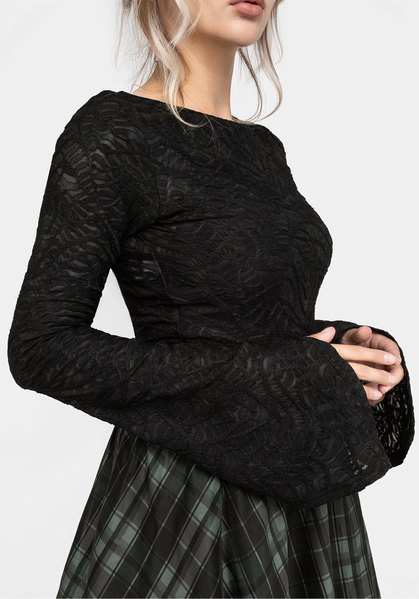 reinette black midi dress Reinette Flute Sleeve Top | Disturbia