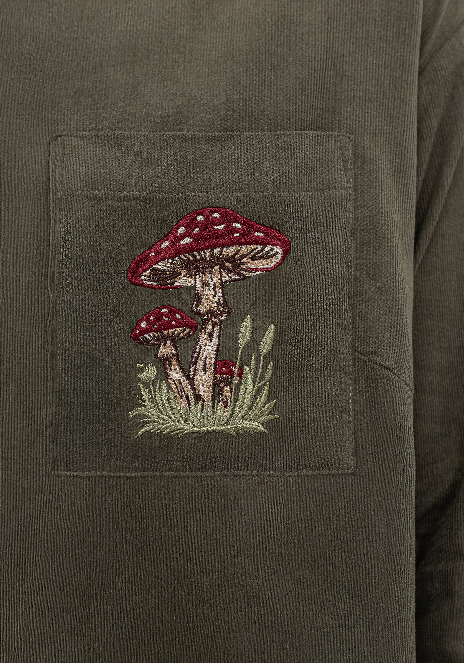 Whimsical Pocket Embroidered Mini Shirt Dress