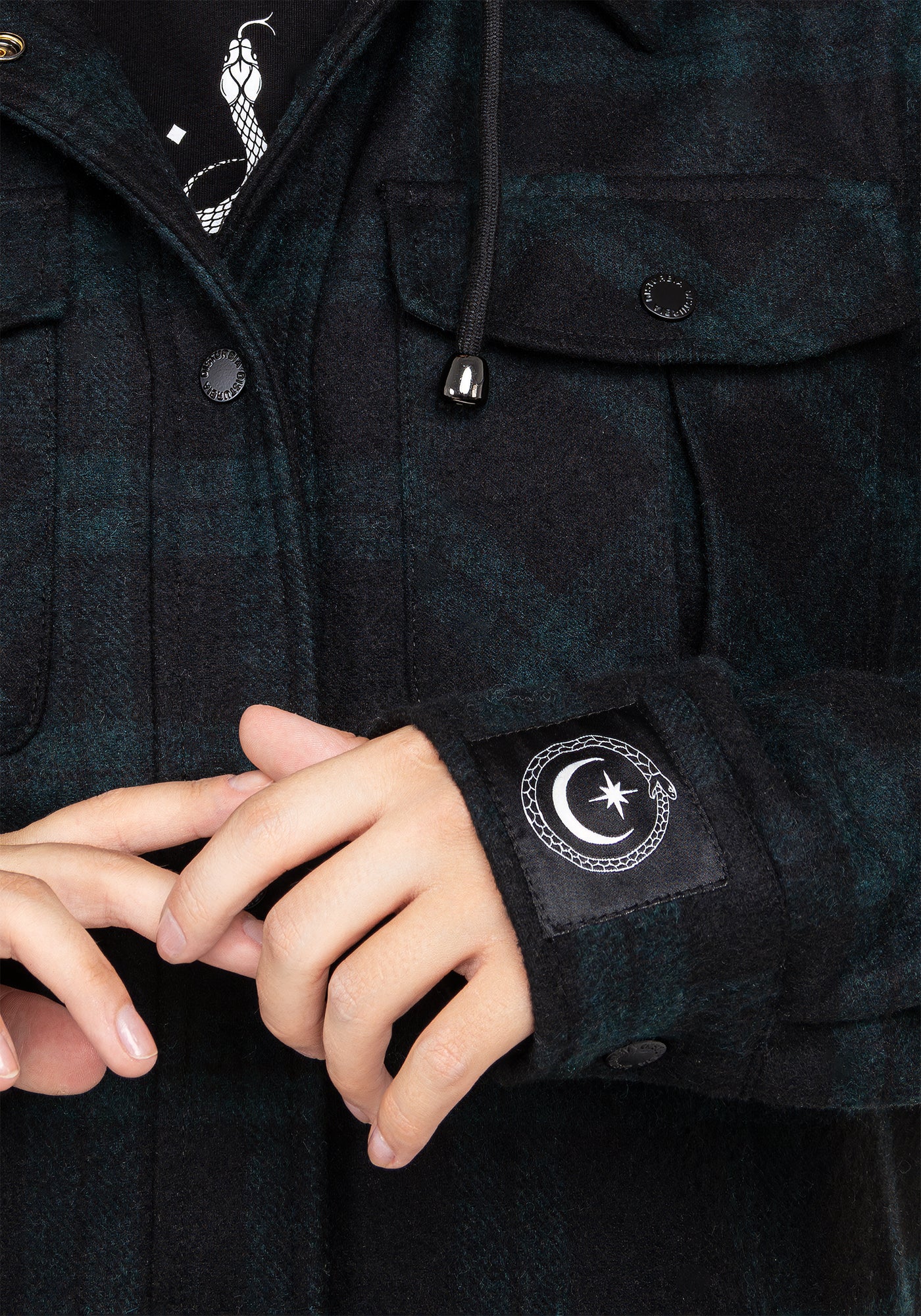 Trellis Hooded Pocket Wool Blend Check Shacket | Disturbia - Shop