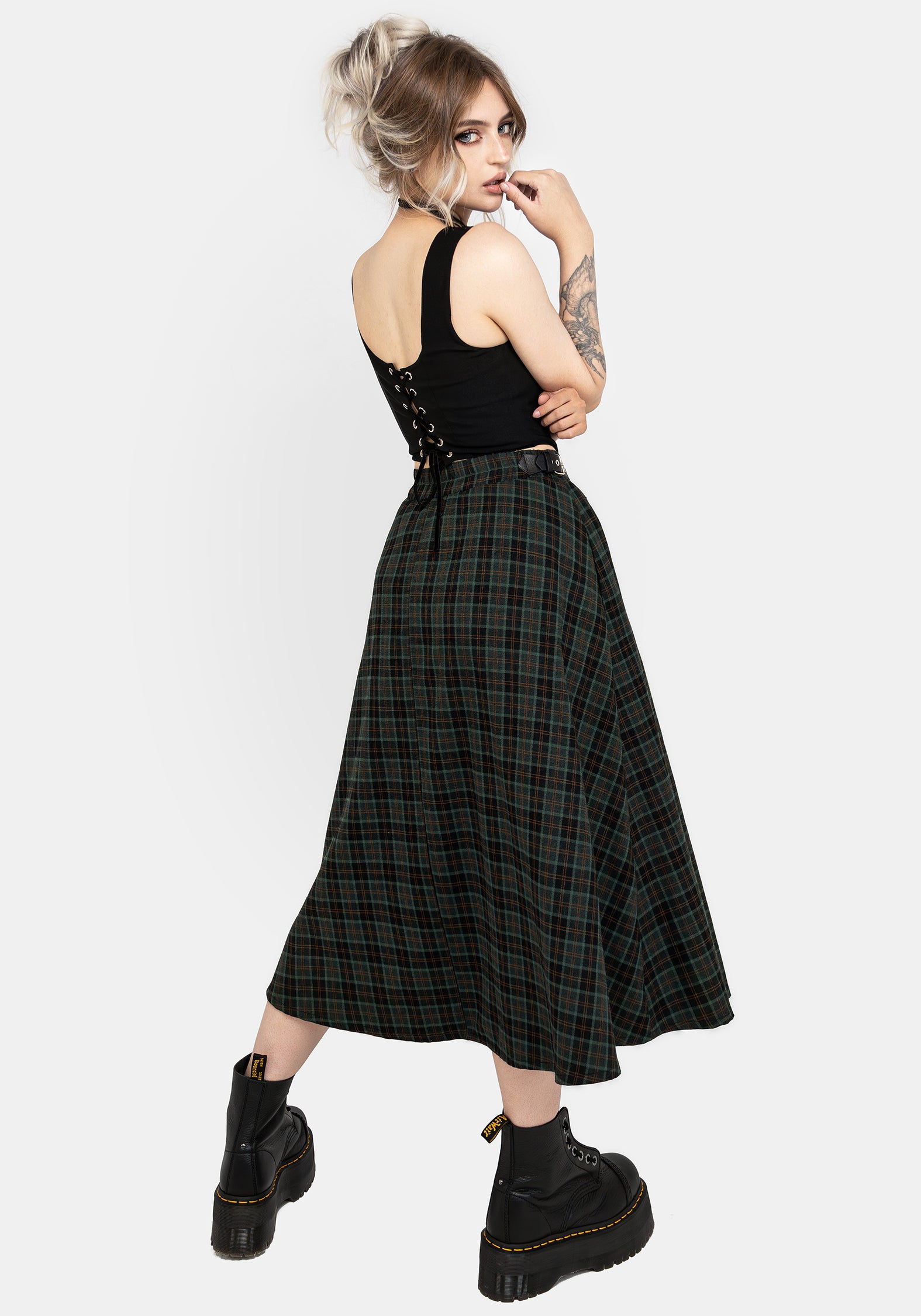 Nightingale Buckled Check Midi Skirt | Disturbia - Shop Women's