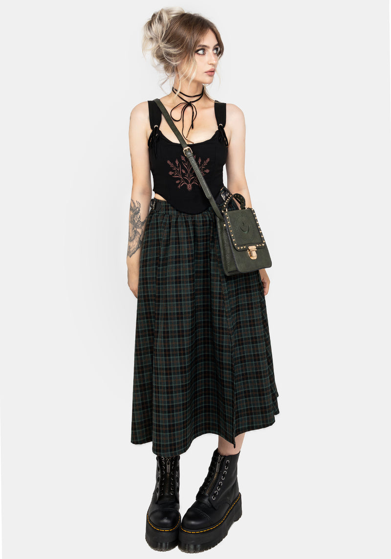 Nightingale Buckled Check Midi Skirt | Disturbia - Shop Women's Gothic, Alternative & Dark Romantic Fashion, Accessories & Homeware Nightingale Buckled Check Midi Skirt | Disturbia - Shop Women's Gothic, Alternative & Dark Romantic Fashion, Accessories & Homeware