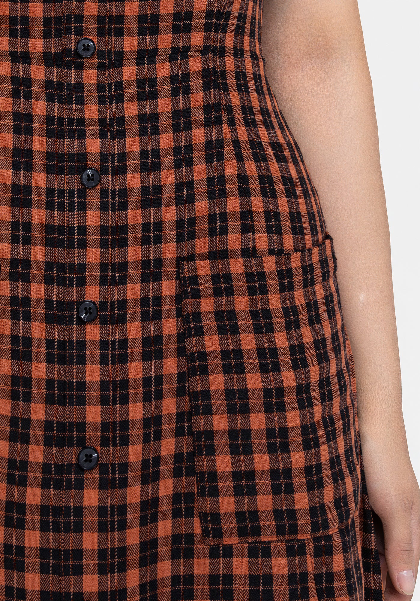 Terra Check Button Up Midaxi Dress - Orange | Disturbia - Shop