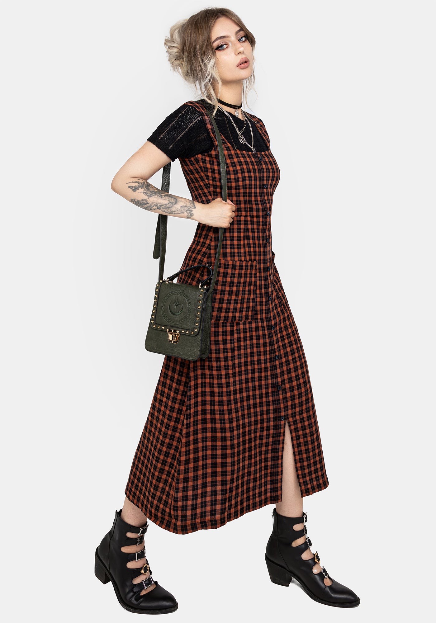 新品未開封　Betty layered check dress brown ANDMARY】Betty layered check dress