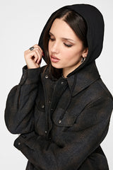Marceline Hooded Pocket Check Shacket