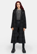 Marceline Hooded Check Longline Coat