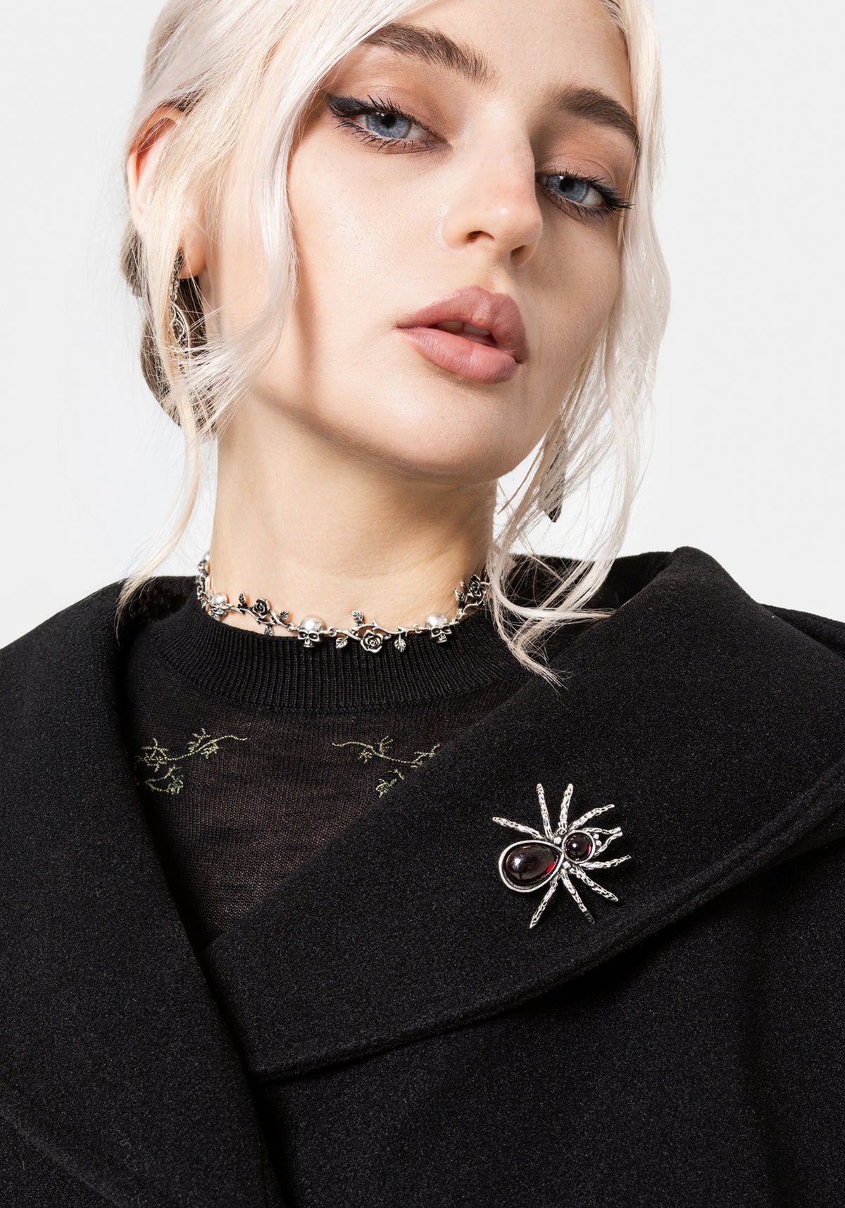 Althea Hooded Spider Pin Detail Cape