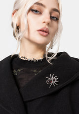 Althea Hooded Spider Pin Detail Cape