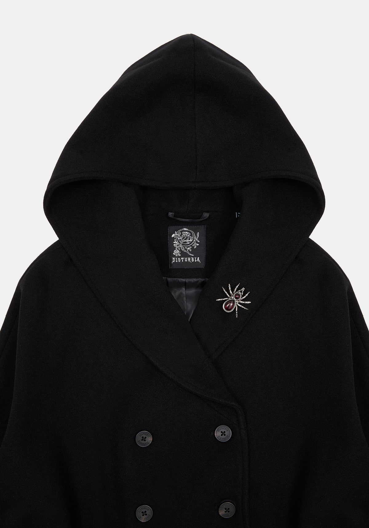 Althea Hooded Spider Pin Detail Cape