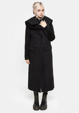 Lethe Hooded Scarf Longline Wool-Blend Coat