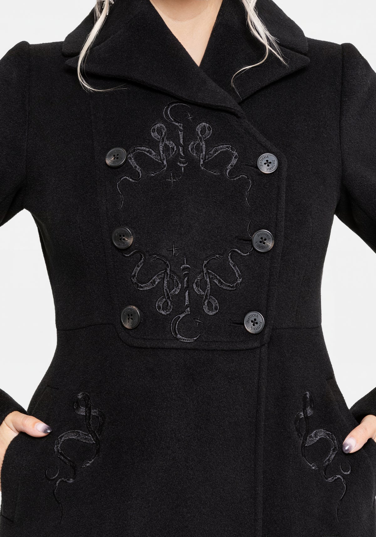 Blanche Embroidered Bib Longline Coat