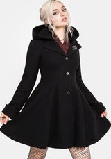 Cyrene Removable Hood Coat - Black
