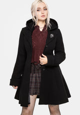 Cyrene Removable Hood Coat - Black