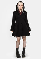 Cyrene Removable Hood Coat - Black