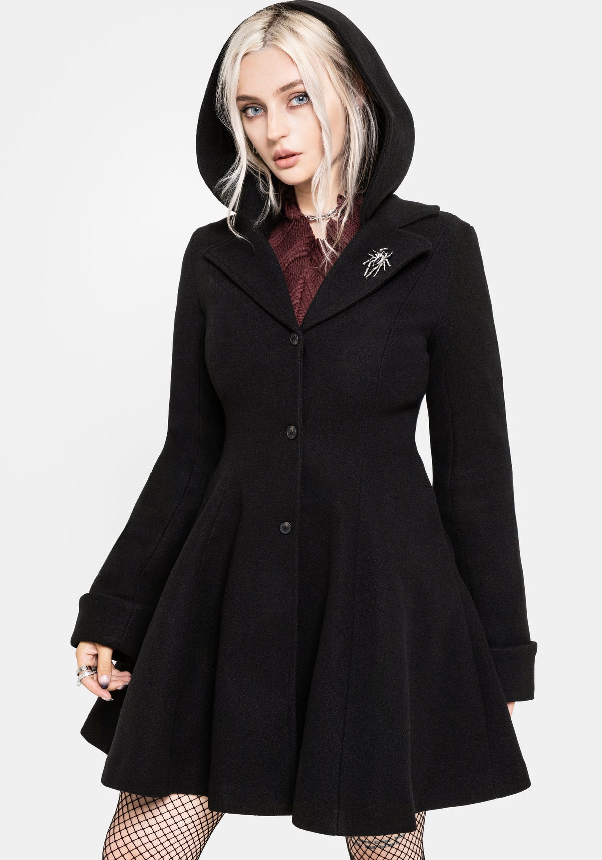 Cyrene Removable Hood Coat - Black