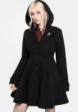 Cyrene Removable Hood Coat - Black