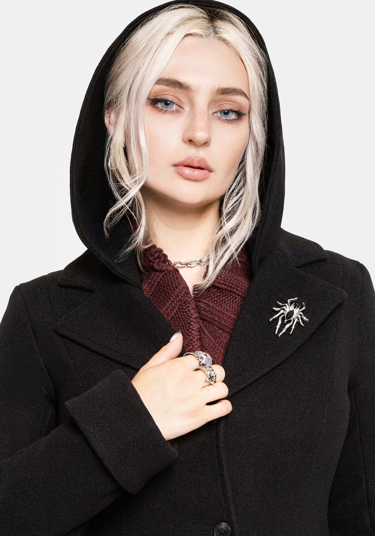 Cyrene Removable Hood Coat - Black