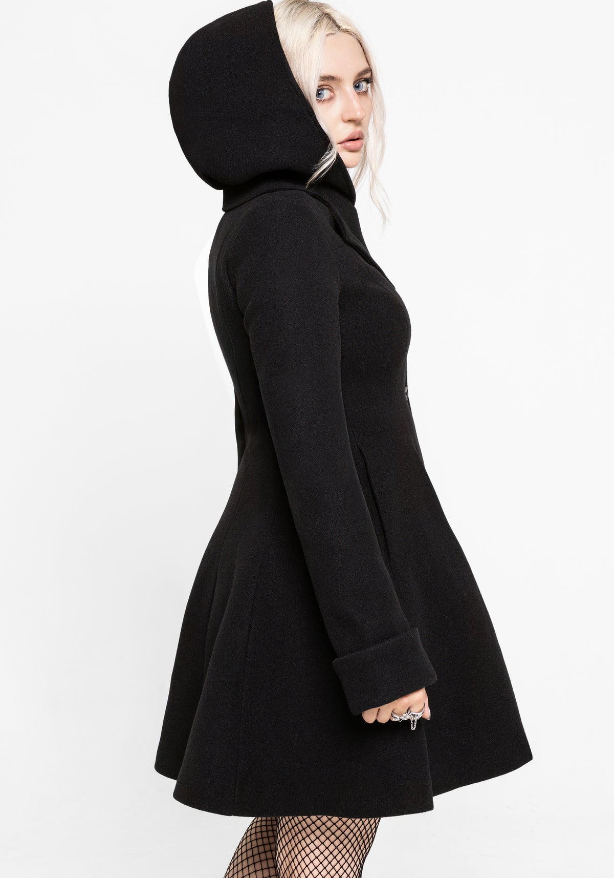 Cyrene Removable Hood Coat - Black