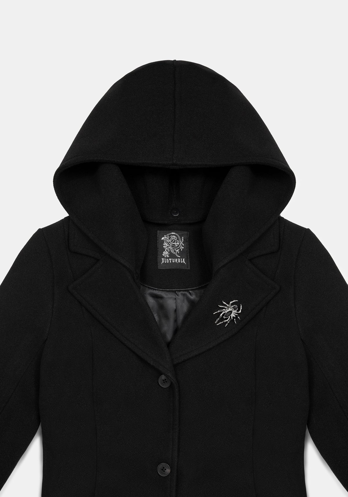 Cyrene Removable Hood Coat - Black