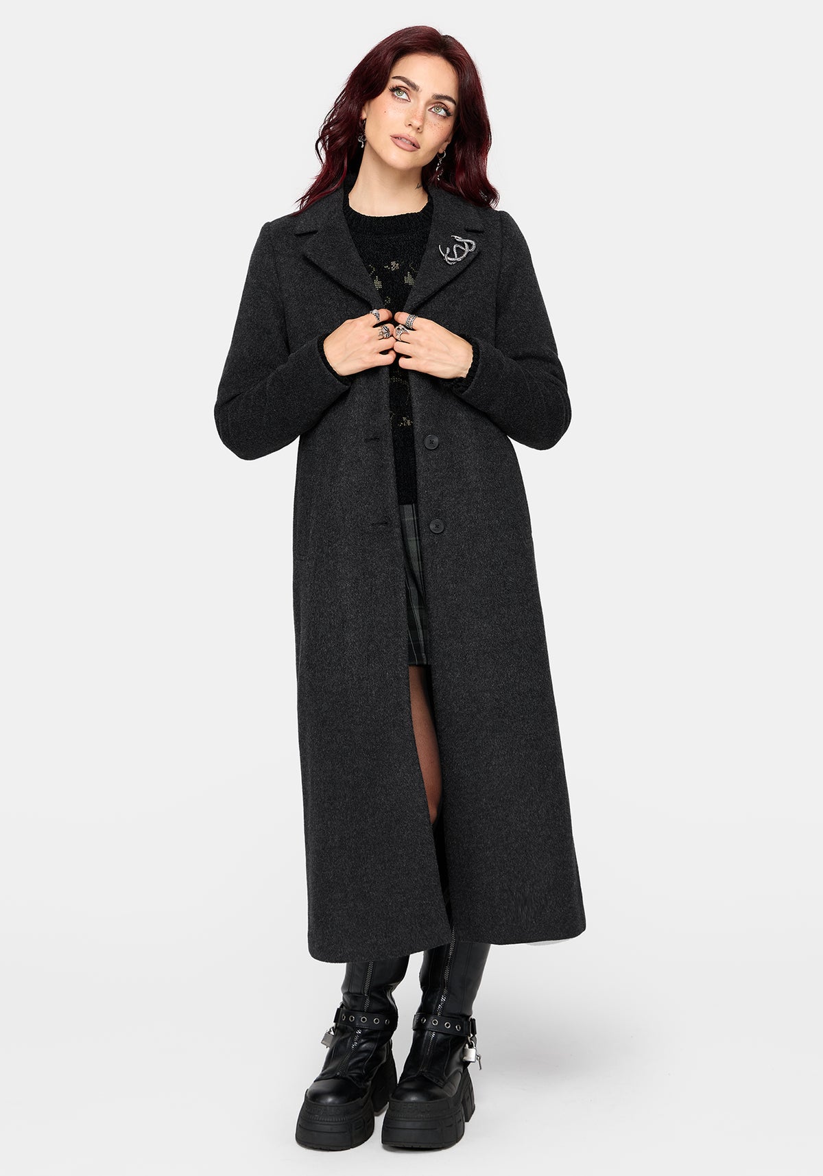 Albina Snake Pin Longline Coat