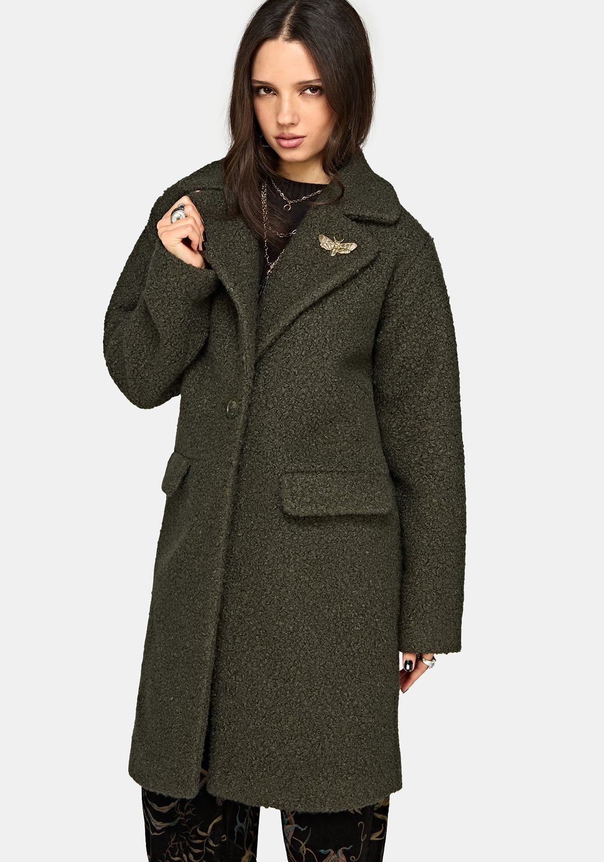 Eydra Recycled Bouclé Coat - Green