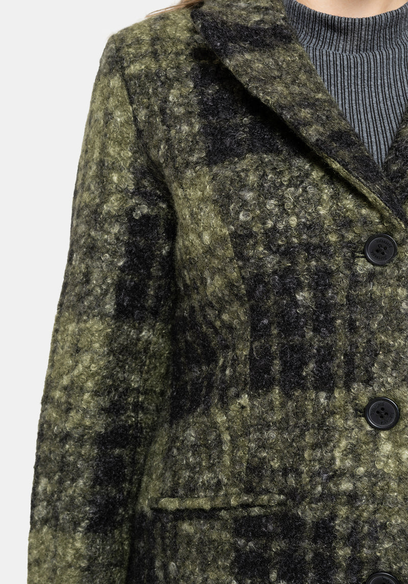 Memory Borg Check Longline Coat - Green