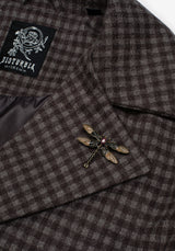 Pilgrim Gingham Coat With Dragonfly Brooch