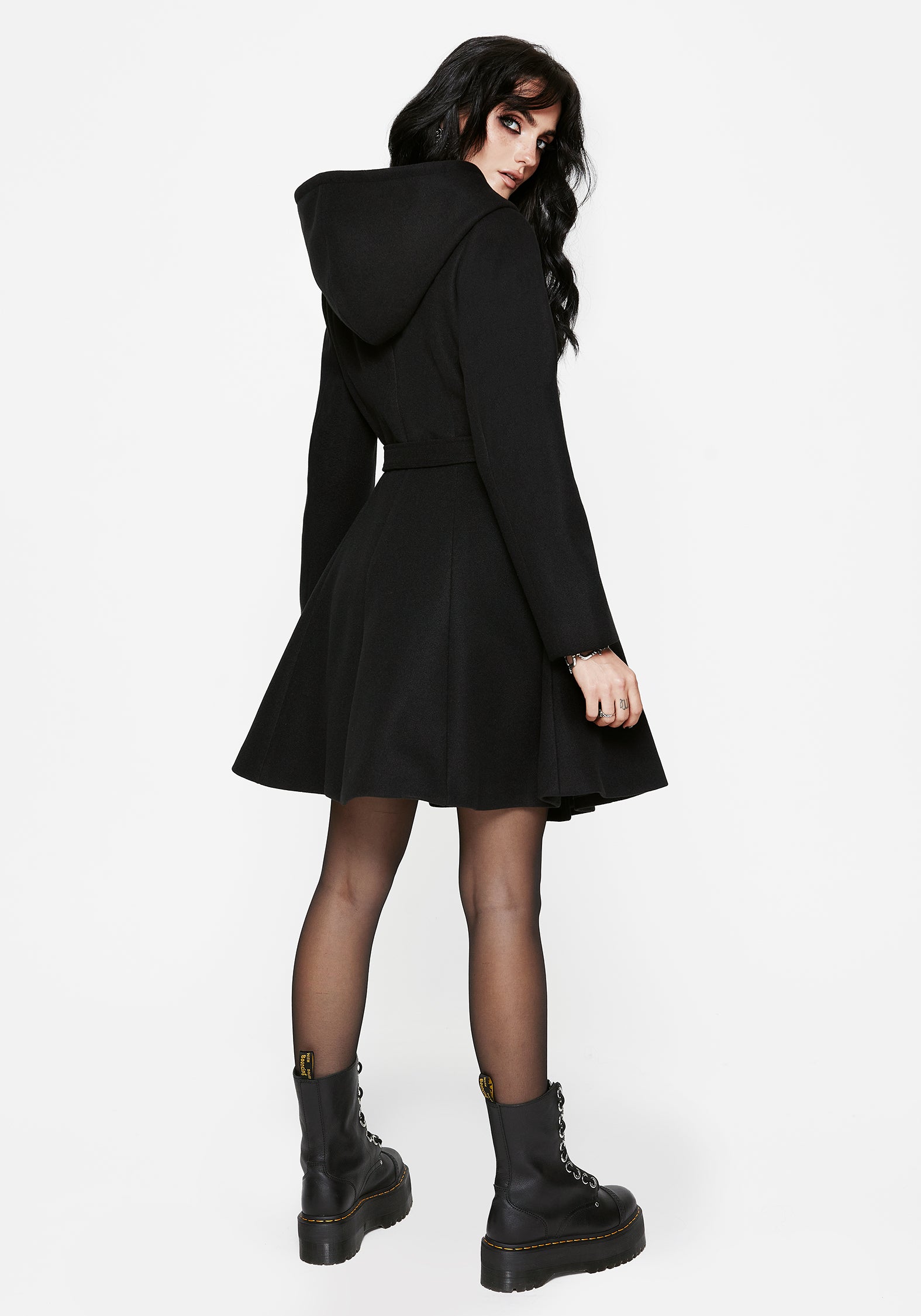 Camilla Tie Waist Hooded Coat With Bug Brooch – Disturbia
