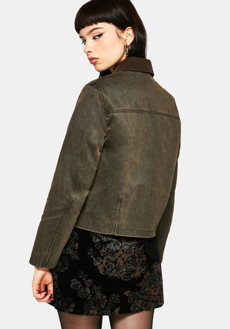 Vilethorn Waxed Cotton Dragon Embroidered Pocket Jacket – Disturbia