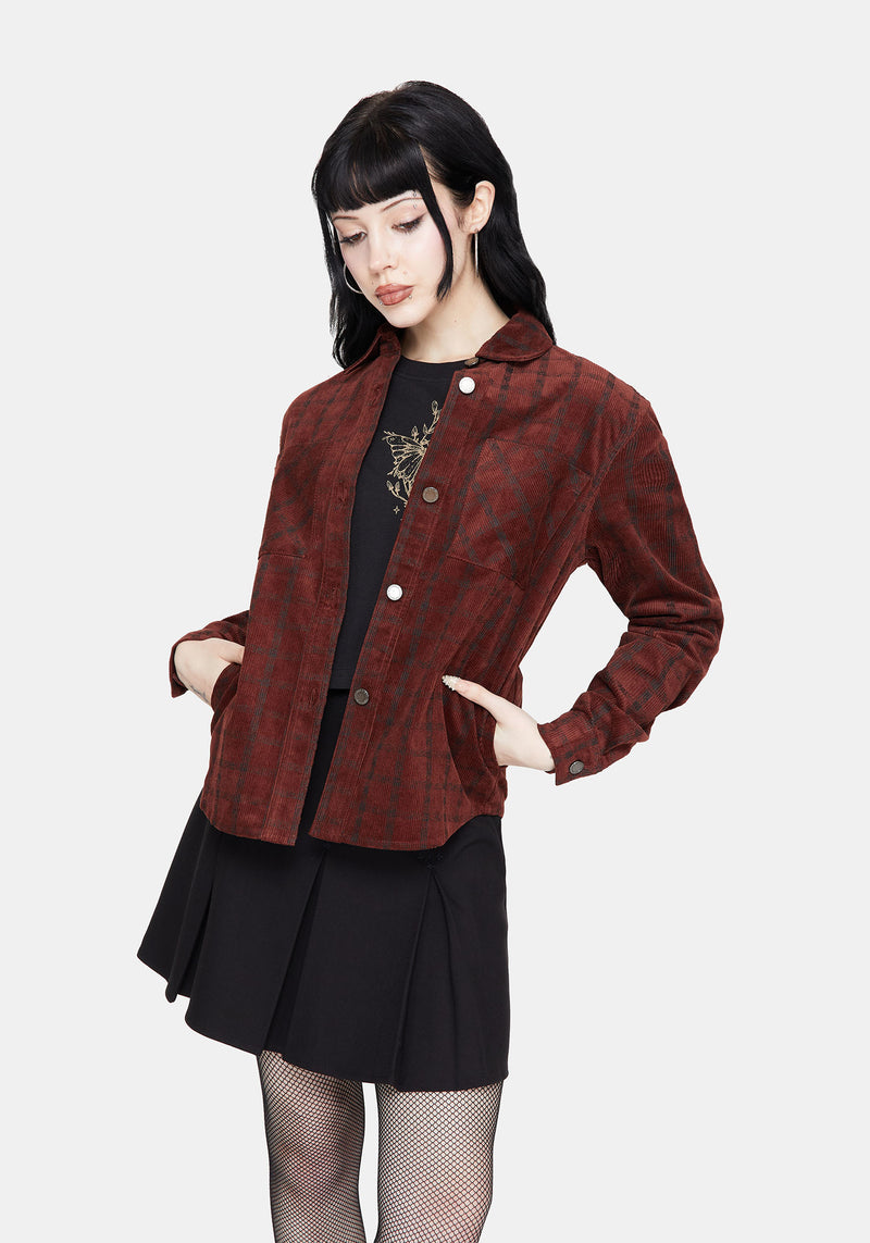 Terracotta Check Cord Shirt