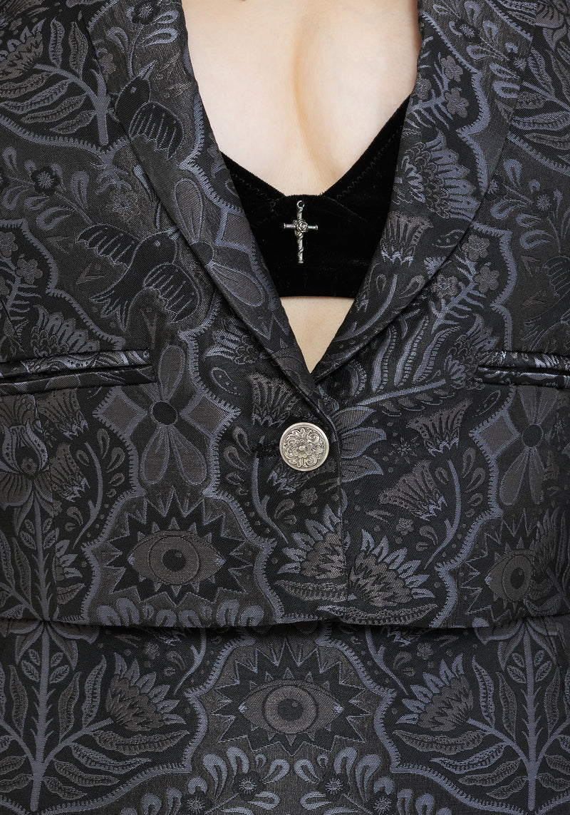 Nocturna Jacquard Cropped Blazer