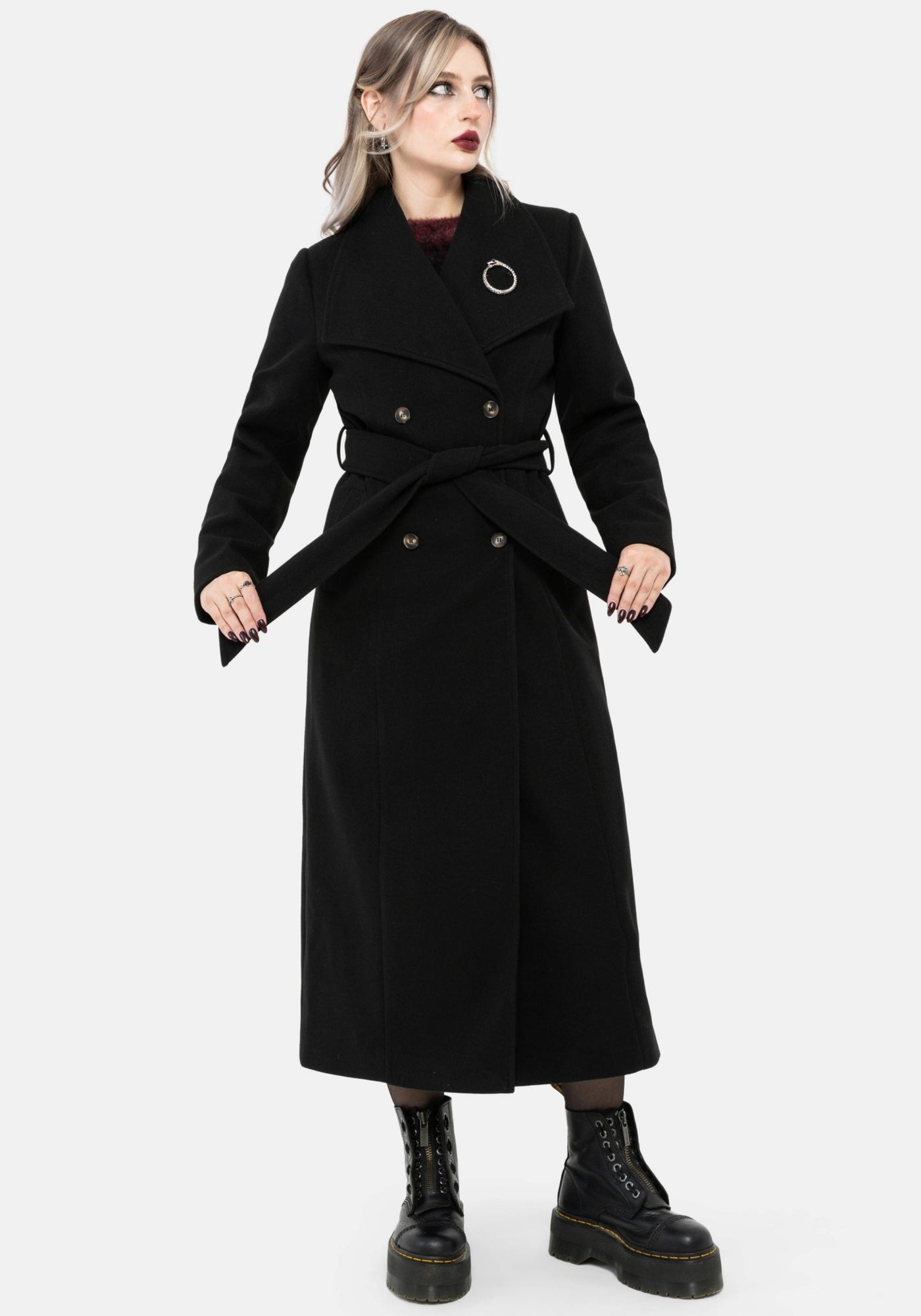 【44】RAINDROP STUDS COAT - BLACK OW2388_ABYSSTIEWAISTDOUBLEBREA