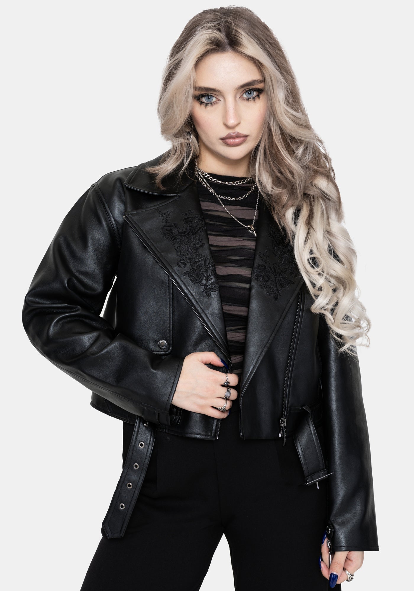 ジャケット・アウター Yoused x Taup Barbson Leather Jacket Clash Phoenix Embroidered Faux Leather Jacket – Disturbia