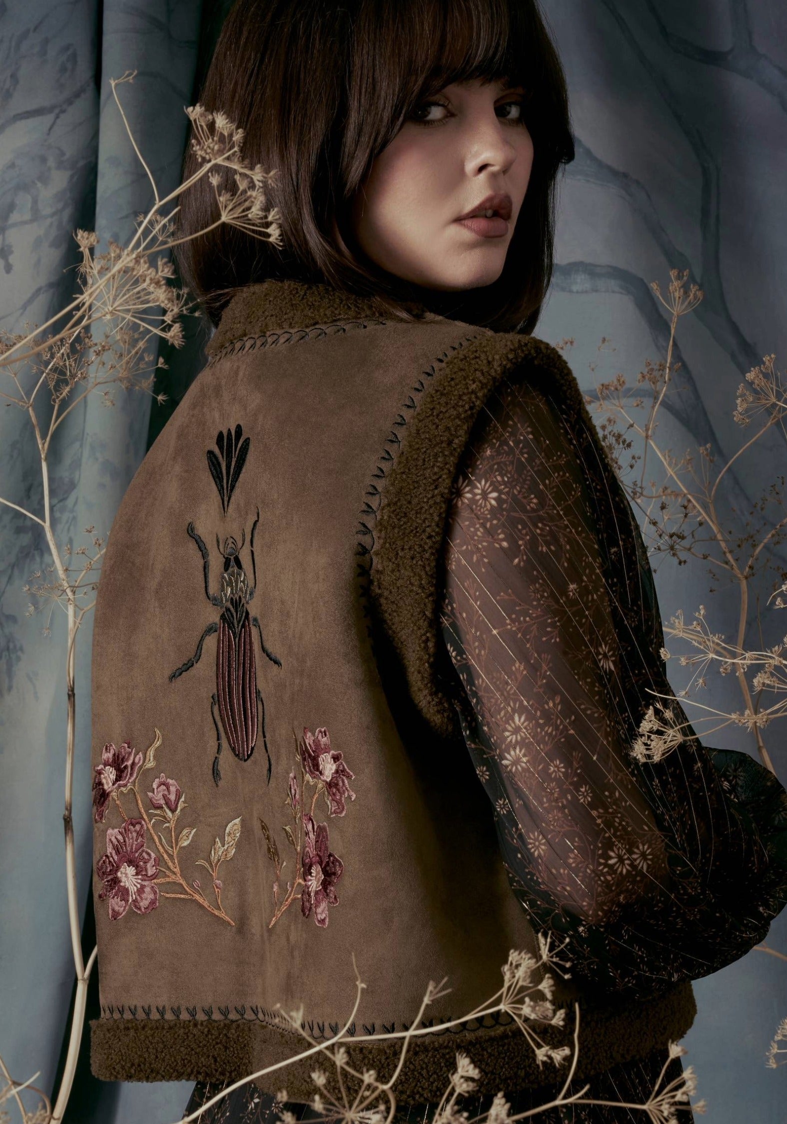 Sylvara Borg Embroidered Bug Gilet – Disturbia