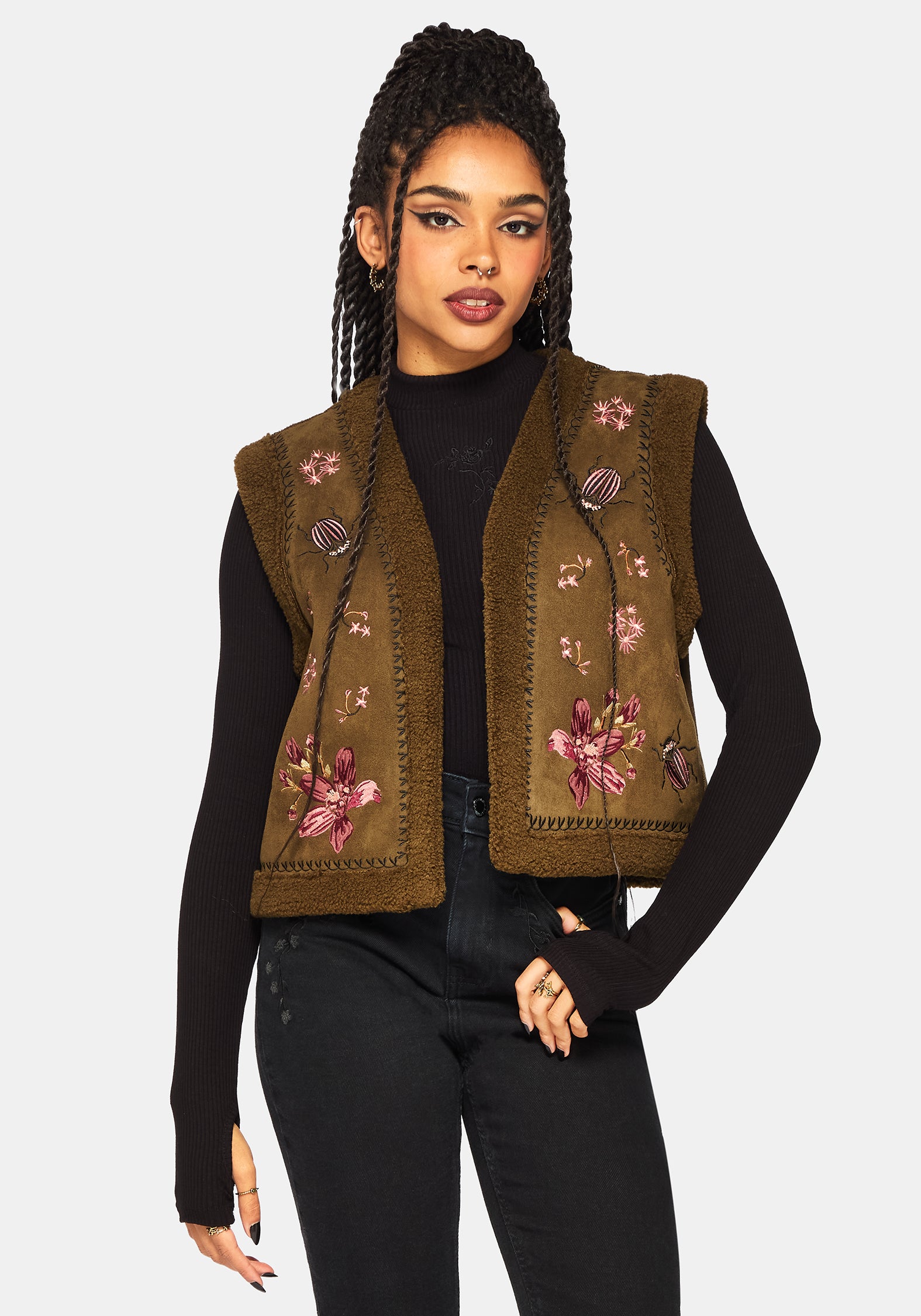 Sylvara Borg Embroidered Bug Gilet – Disturbia