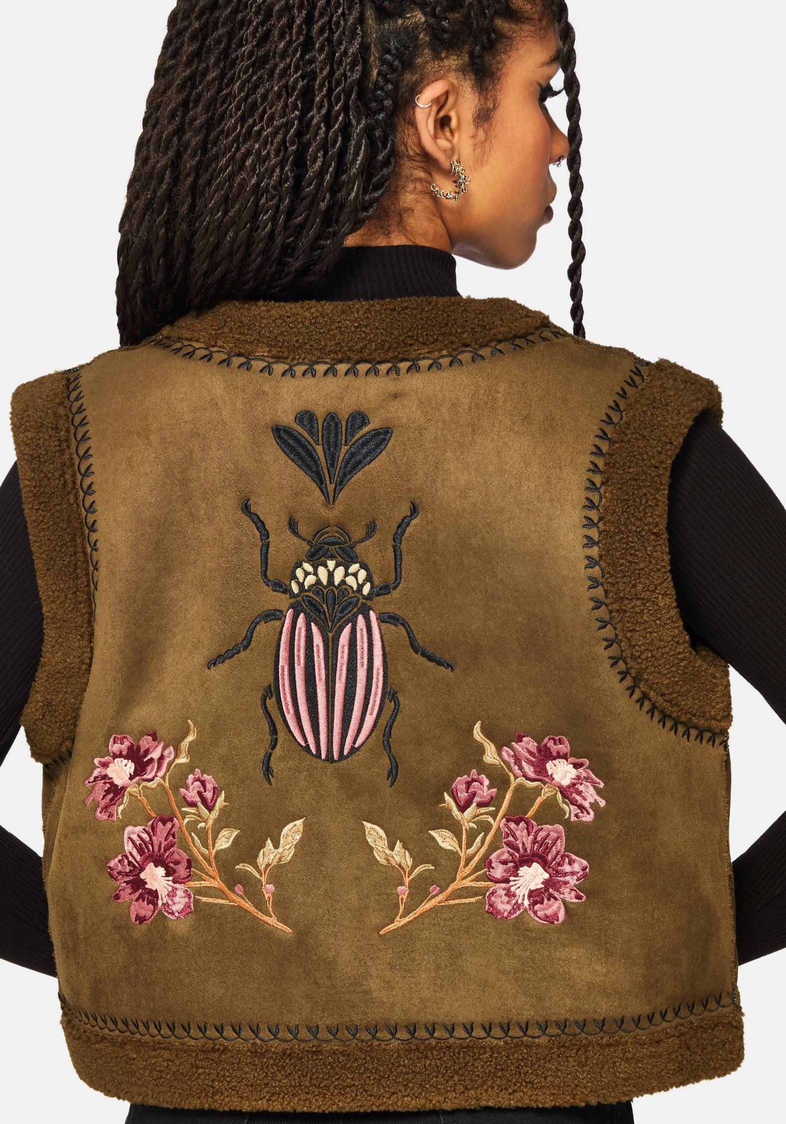 Sylvara Borg Embroidered Bug Gilet – Disturbia