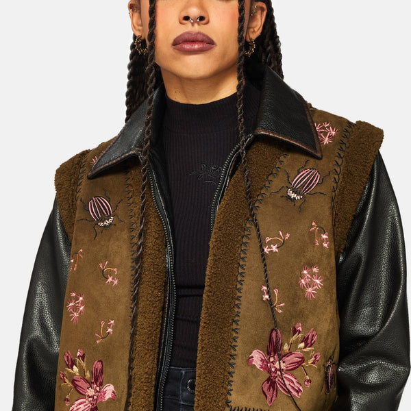 Sylvara Borg Embroidered Bug Gilet – Disturbia