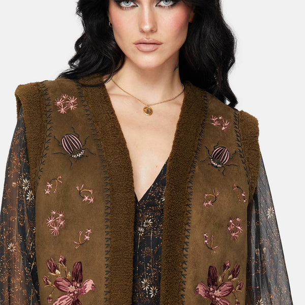 Sylvara Borg Embroidered Bug Gilet – Disturbia