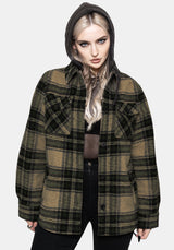 Trellis Lightweight Hooded Pocket Check Shacket - Green US 2