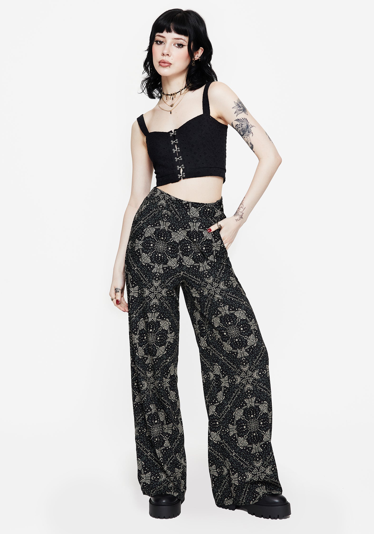 Poem Moth Printed Wide Leg Trouser UK10