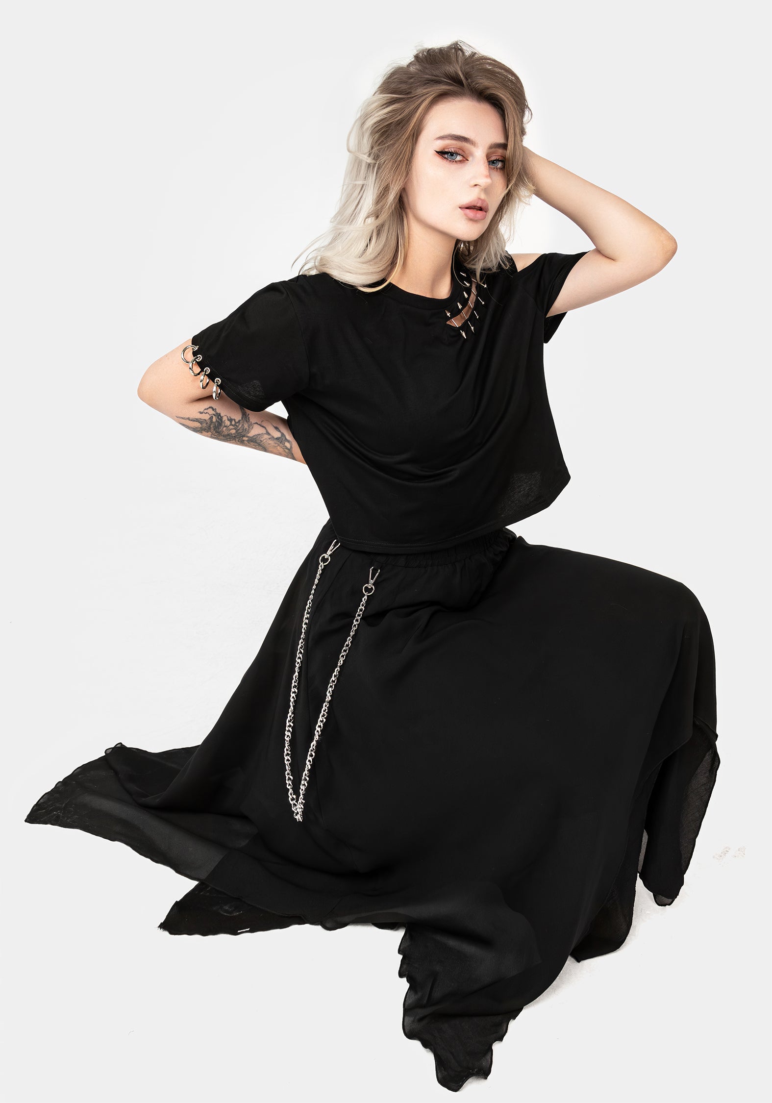 Levitate Chain Detail Midi Skirt | Disturbia - Shop Women's Gothic
