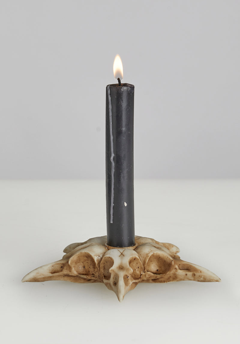 Raven Skull Candle Holder