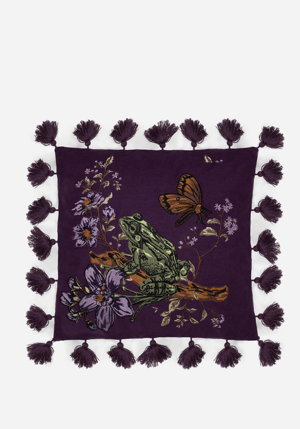 Toadstone Frog Tassel Edge Square Cushion
